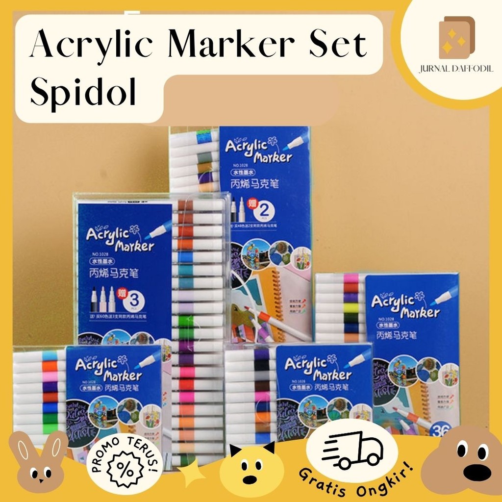 Jurnal Daffodil - Acrylic Marker Set Spidol Akrilik DIY Painting Spidol Pastel Pulpen Highlight Draw