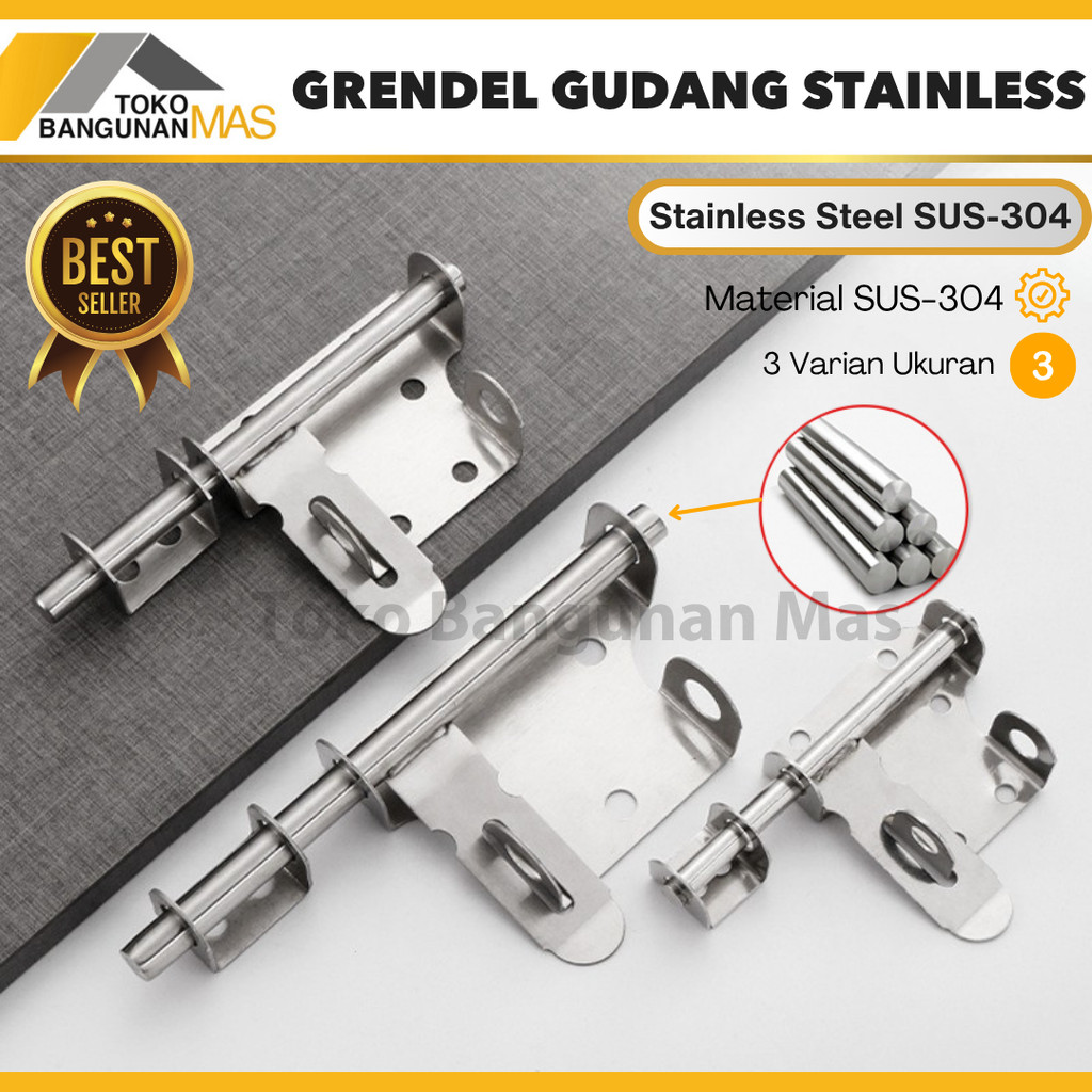 Grendel Gudang Stainless Grendel Overpal Pintu Gudang Pintu Gerbang Slot Pintu Gudang Stainless