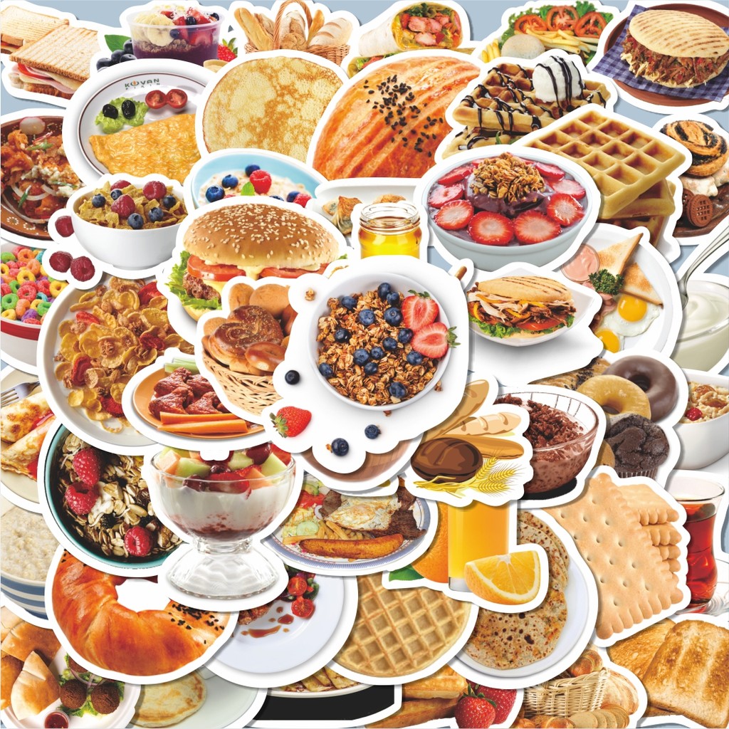 

100PCS Lucu Sticker INS Style Breakfast Sticker Stiker Aesthetic Stiker Anti Air Stikers Berperekat Waterproof sticker decal buat Motor Helm Buku Journal Koper Casing HP Laptop Botol Minum Hadiah anak