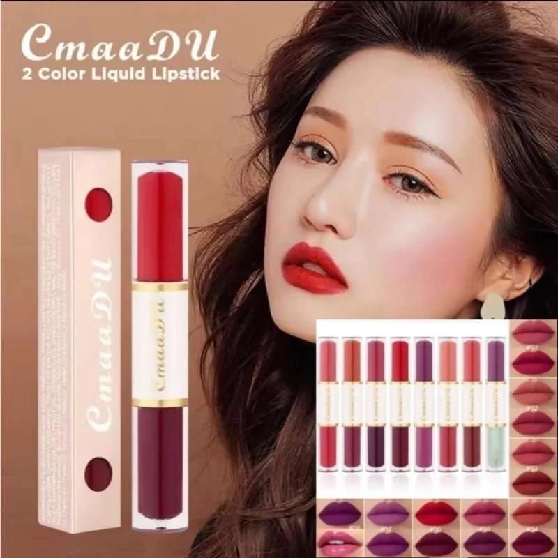 CMAADU LIPSTIK 2IN1 OMBRE DOUBLE HEAD LIQUID LIPSTICK LIP MATTE WATERPROOF TAHAN AIR LONGLASTING Gro