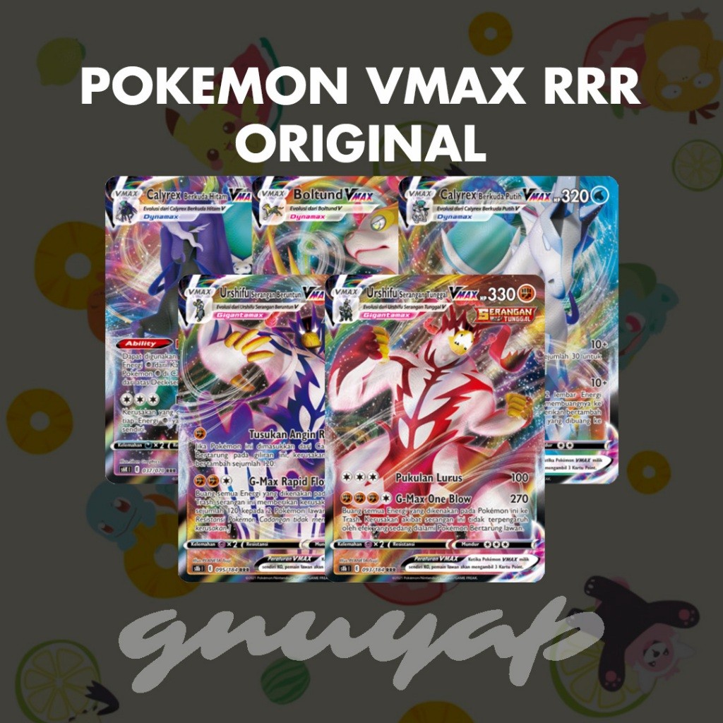 Vmax Rrr Pikachu Terbang Berselancar Celebi Rayquaza Boltund Lycanroc Kyurem Gyarados Chandelure Reg