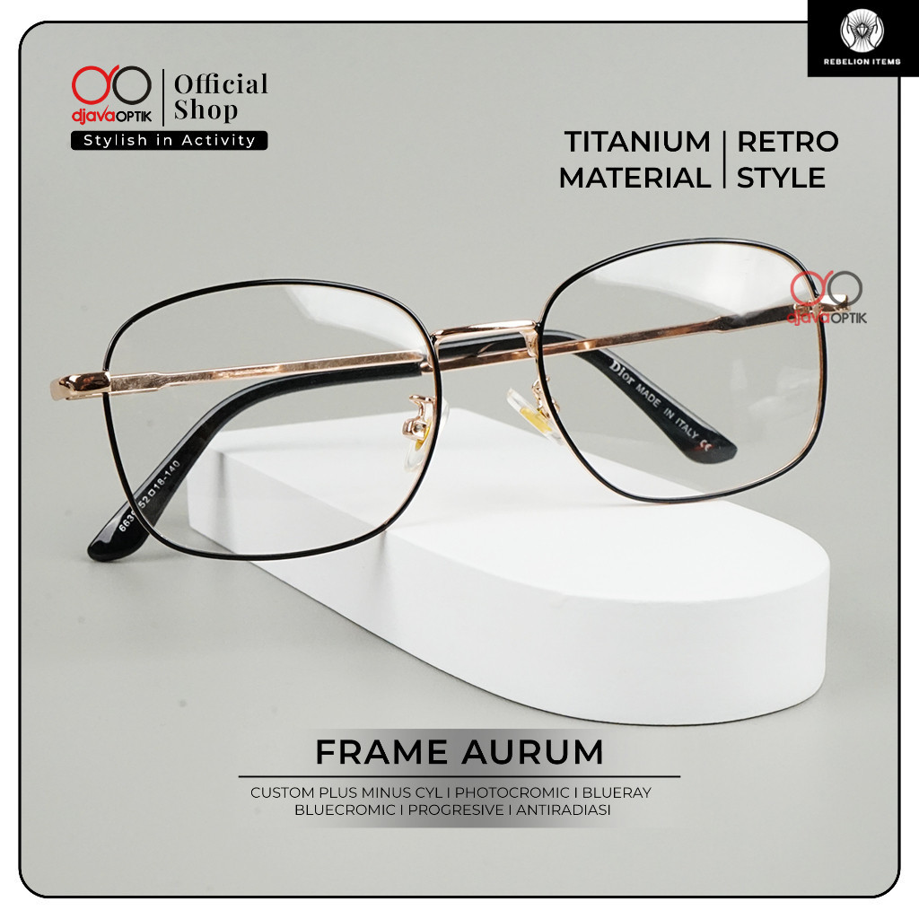 DJAVA OPTIK - Frame Aurum - Kacamata Photocromic Korea Bahan Titanium