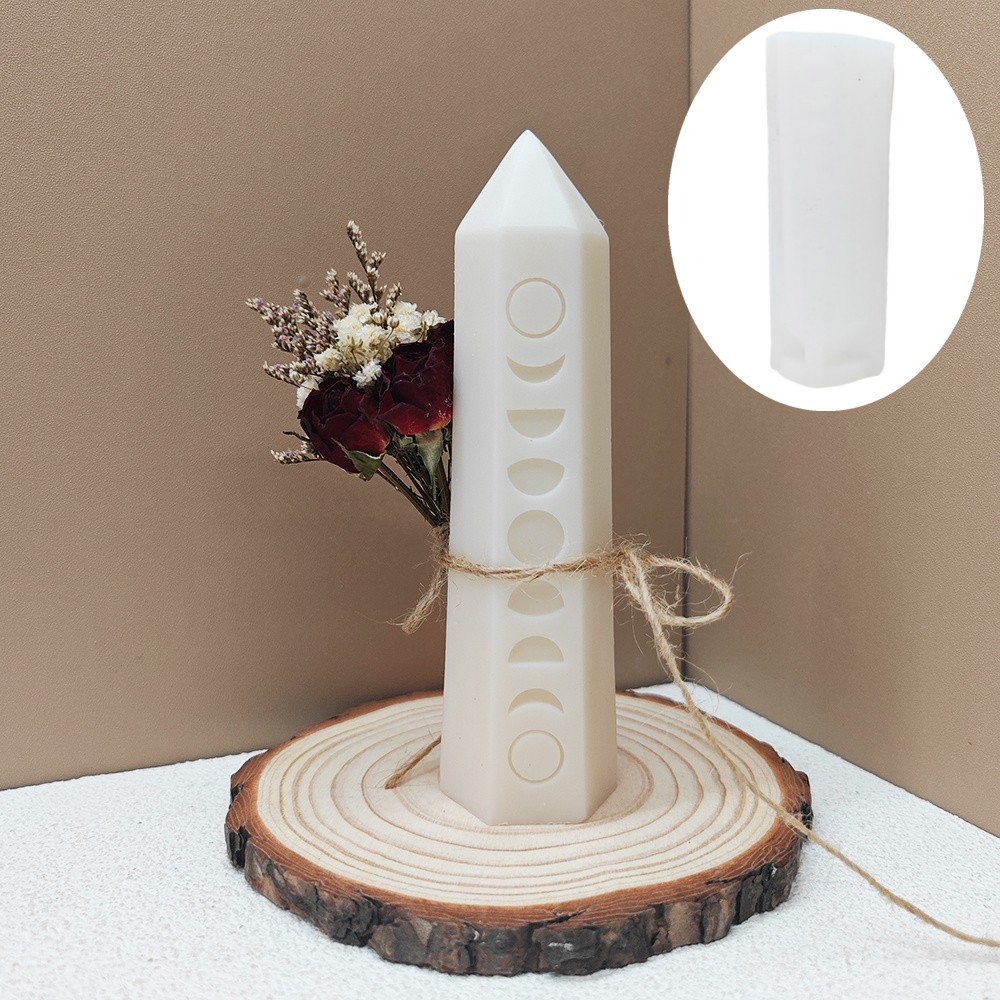 

Moon Phase Cone Top Column Candle Silicone Mold Full Moon Eclipse Relief Column Resin Mould Partial Moon Eclipse Gypsum Molds