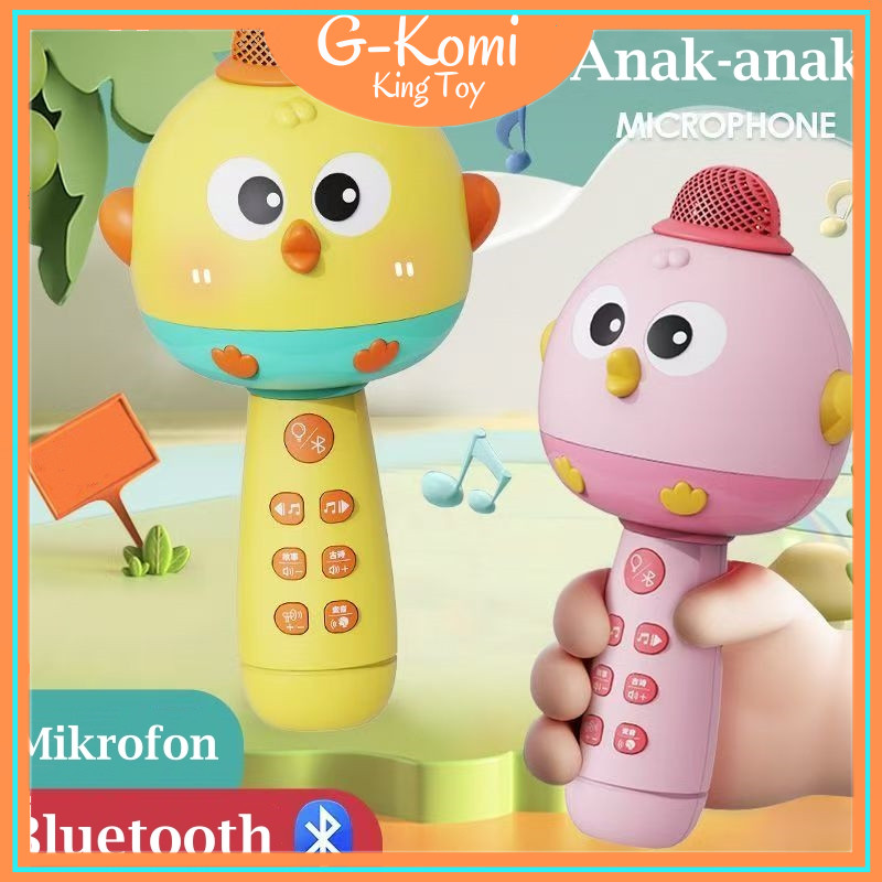 DANGLAPOSHOP  Multifungsi Mikrofon Anak Bluetooth Wireless Speaker Mainan Mikrofon Kartun Nyanyi Ana
