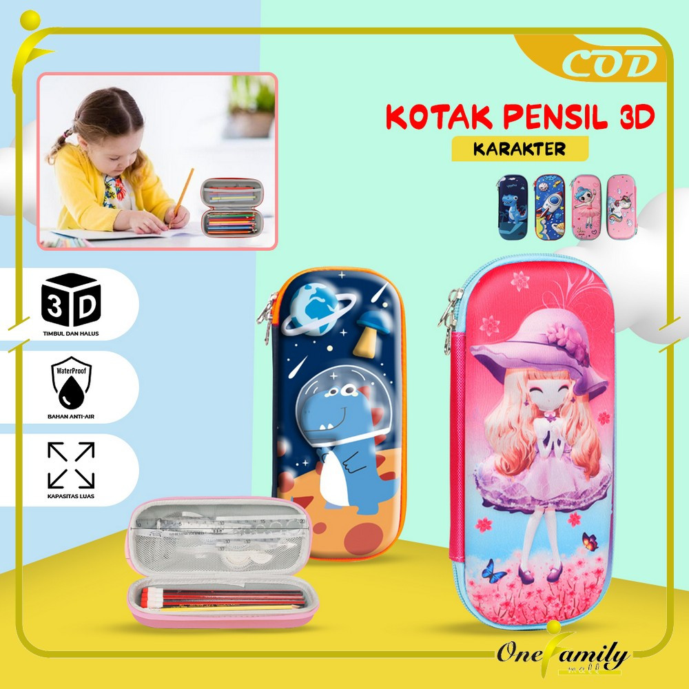 

COD ONE-A39 Kotak Pensil 3D Karakter Timbul Tempat Pensil Anak Sekolah TK / Tempat Penyimpanan Alat Tulis Anti Air Import SALE
