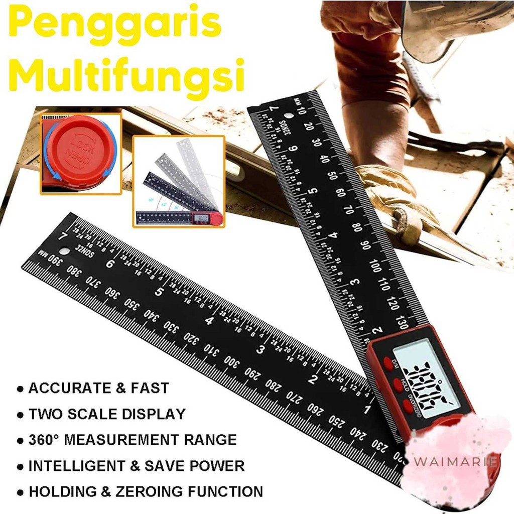 

Huei Penggaris Multifungsi Adjustable Angle Ruler Set 200mm - INU24