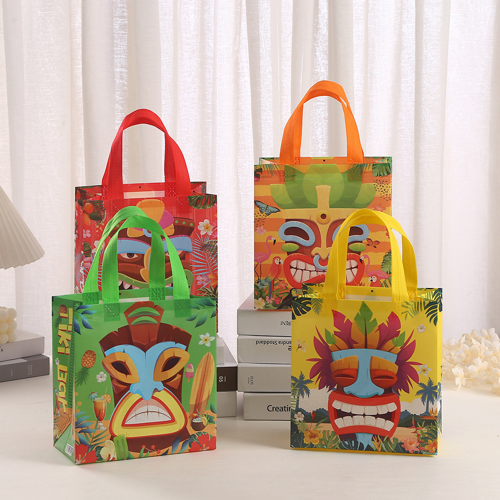

4Pcs Torpil Hawaiian Theme Gift Packing Bag Aloha Luau Non-Woven Shopping Tote Bag for Summer Beach Birthday Wedding Party Decor