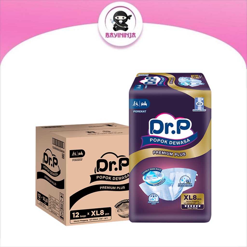 DRP Dr. P Adult Diapers Popok Dewasa Premium Plus - 1 Ctn 12 Pcs