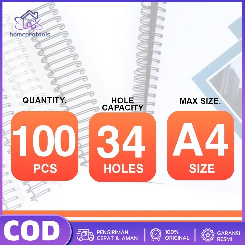 

100pcs Spiral Kawat Jilid No 4, Spiral Kawat / Ring Kawat Jilid Spiral 3:1 34 Lubang Kawat Lingkaran Ganda Ukuran A4 7.9mm,Logam Kapasitas Pengikatan 120 Lembar