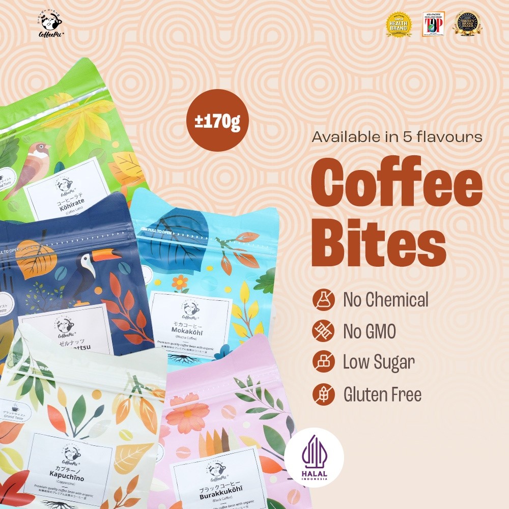 

Coffeepii Indonesia - Premium Snack Import - Coffee Bites | Coffee Treats | Snack Sehat Low Sugar | Snack Import Jepang - Full Size (±170 pcs)