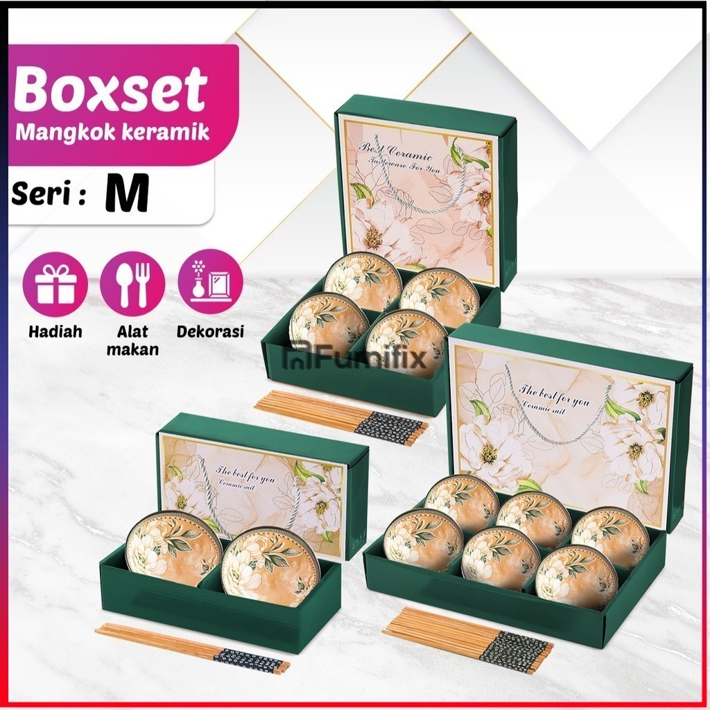 NEW  Hampers Gift Set Keramik Parcel peralatan makan porselen / Mangkok Boxset Seri-M keramik Souven