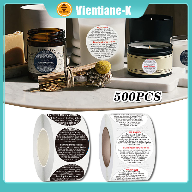 1 Roll/500Pcs Stiker Tempel Warning Candle / Stiker Tempel Peringatan Lilin