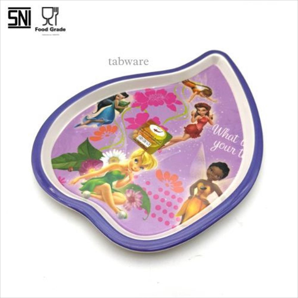 Piring Makan Anak Motif Tinkerbell/Piring Melamin Unik/Piring Waru Gambar Kartun