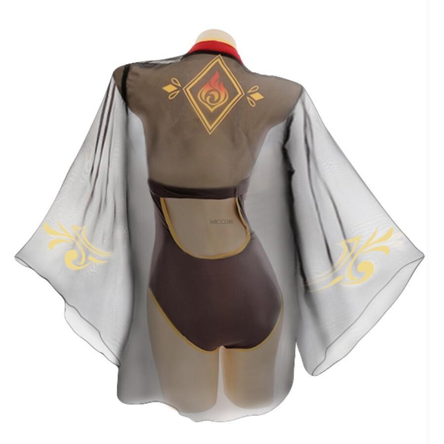 Anime Genshin Impact Swimsuit Bikini With Kimono Cover Up Women Venti  Hutao Cosplay Anime Swimwear 