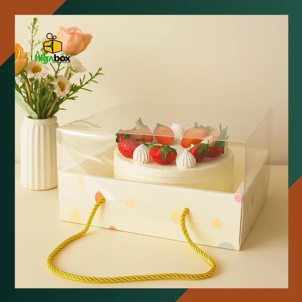 Box Mika Handle Tali / Kotak Kue Mika / Box Mika Brownies Spiku / Hampers / Makanan I HG05