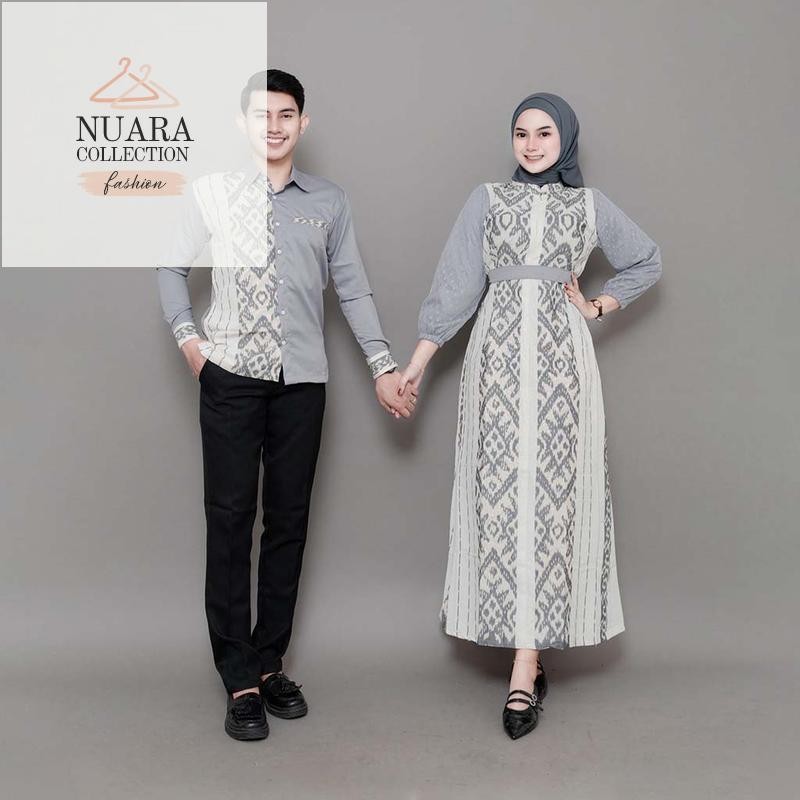 [READY STOCK] Kemeja dan gamis dan baju anak tenun blangket motif belvia putih set couple keluarga, 