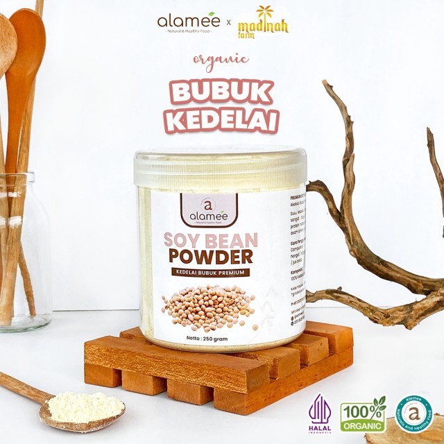 

ALAMEE Soy Milk Bean Powder PREMIUM Bubuk Susu Kacang Kedelai Murni Tinggi Protein Tanpa Gula 250gr madinah