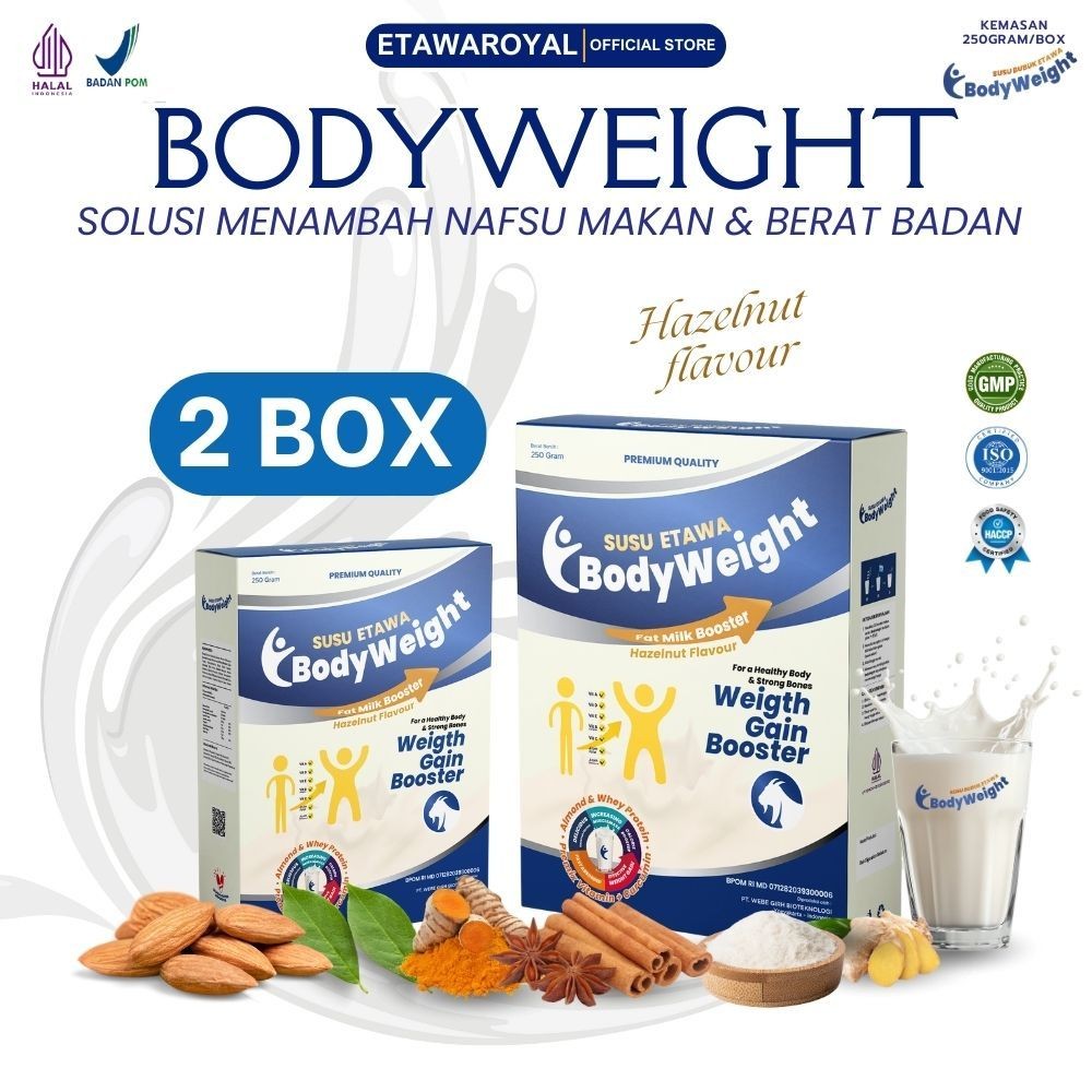 

Bodyweight Susu Etawa Penggemuk Badan Terbaik Susu Kambing Etawa untuk Penambah Berat Badan dan Masa Otot Paket 2 Box
