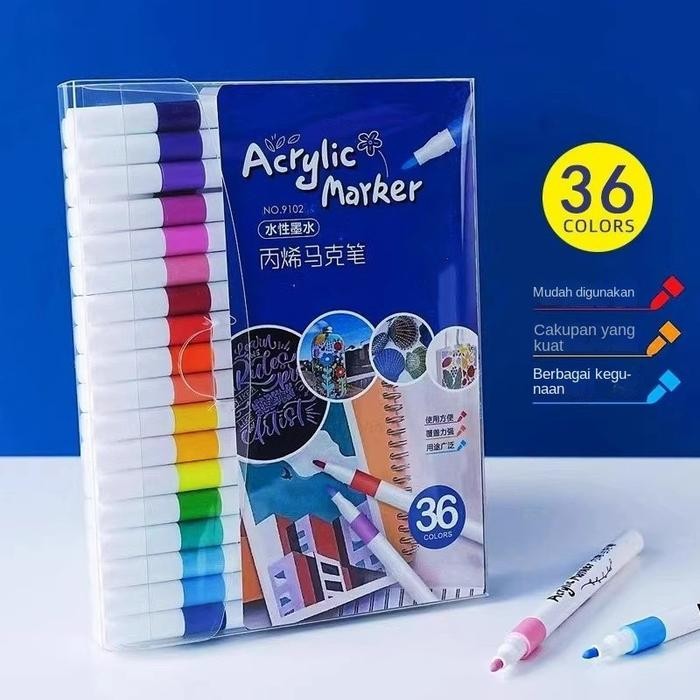 

【M-MT】DISKON!!! Goodbata 24/36/48/60/80 Colors Pen Akrilik Marker Warna Cepat Kering Tahan Air / Spidol Acrylic Painter / Menggambar Kreativitas Seni Edukasi Anak - New version 36 color