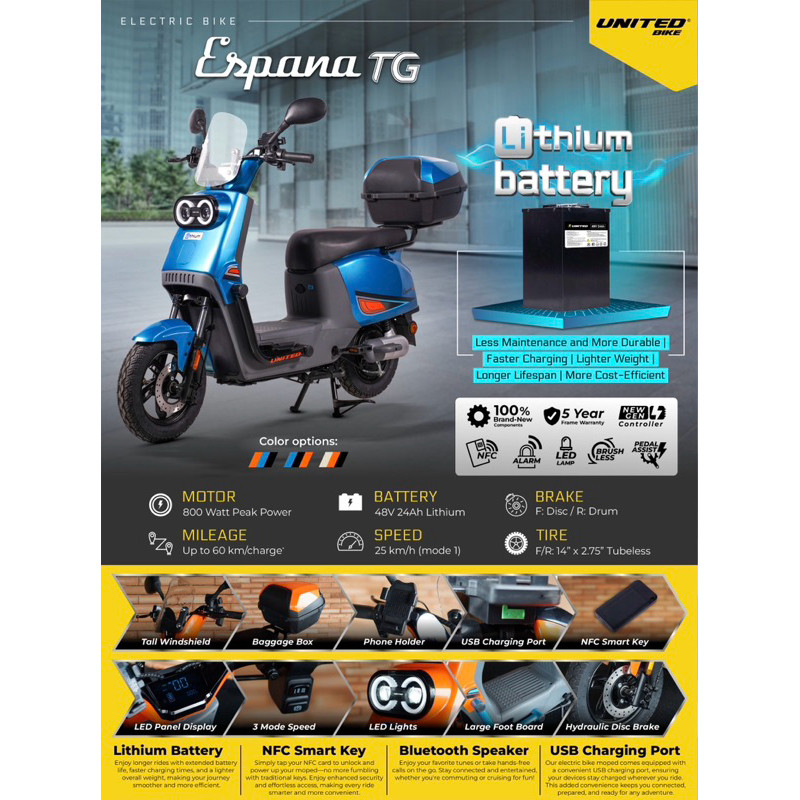 Sepeda Listrik United Baterai Lithium Espana TG