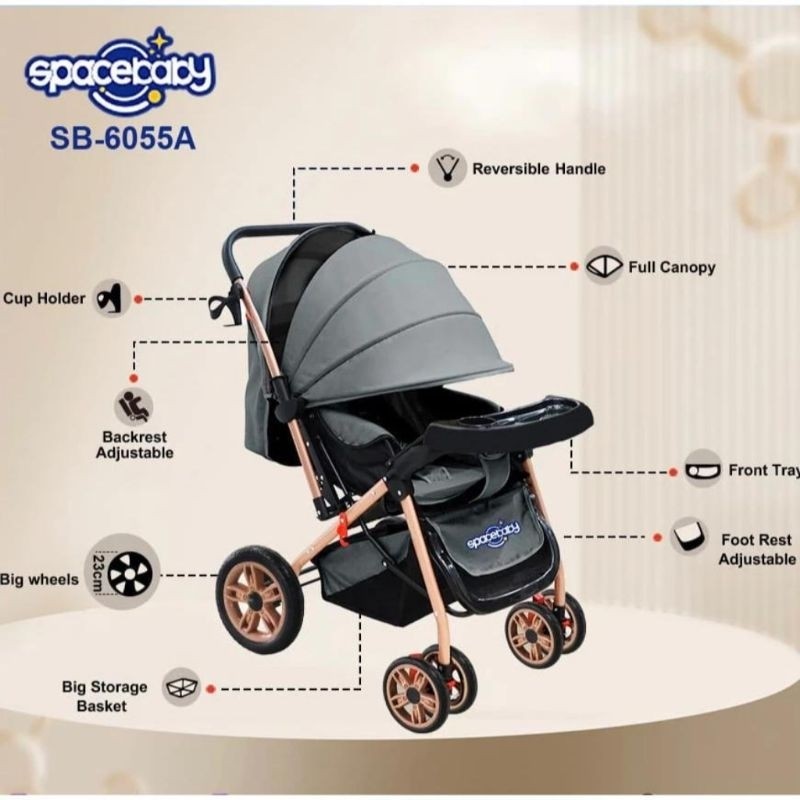 Stroller bayi Wonfuss 511 Babybliss 898s-1 Spacebaby SB 6055 ST 16 Stroler kereta dorong anak import