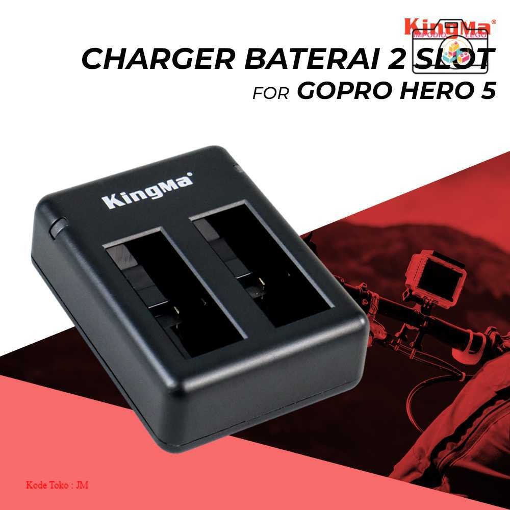 Charger Baterai Micro USB Type C 2 Slot for GoPro Hero 5 KingMa - BM042 | Aksesoris Kamera Waterproo