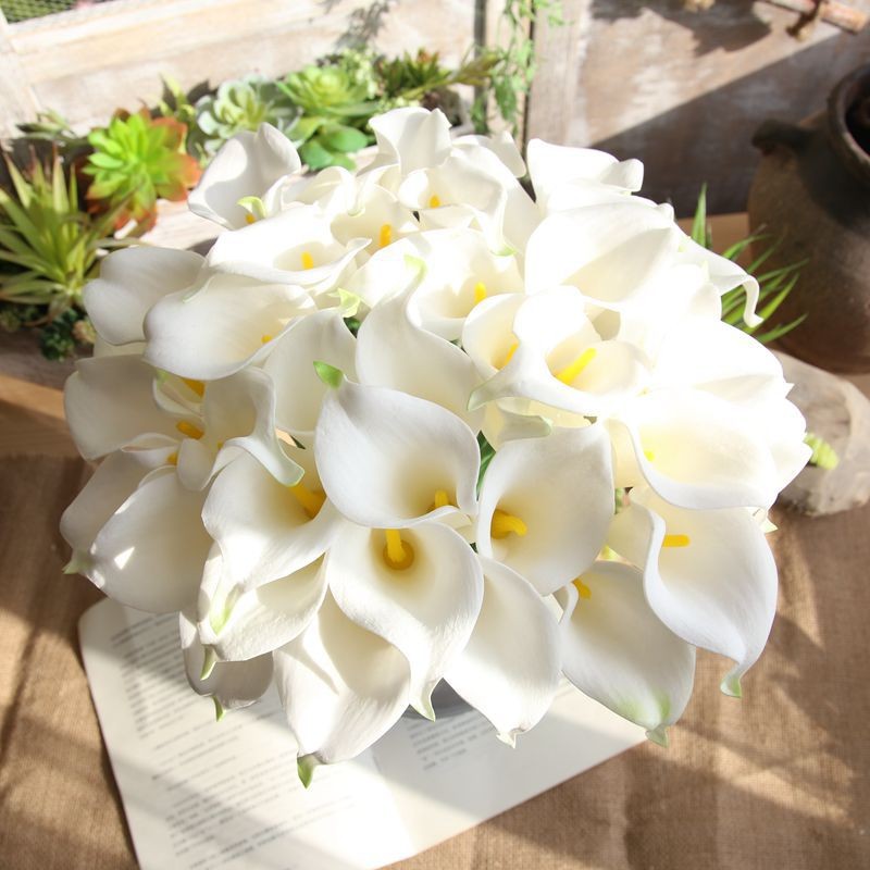 

5/10Pcs White Calla Lily Artificial Flowers Real Touch Wedding Bouquet Bridal Decoration Party Home Decor PU Fake Flowers