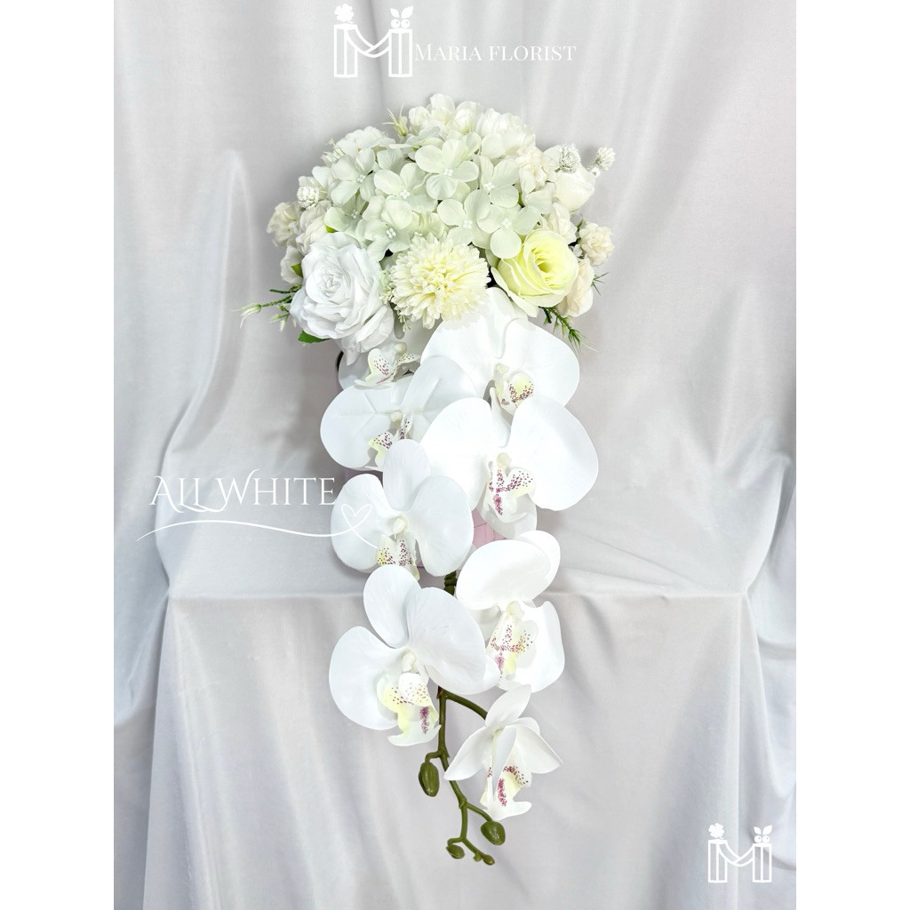 Wedding Handbouquet Juntai Casade Buket Bunga Pernikahan Artificial - Buket Pengantin Anggrek - Buke