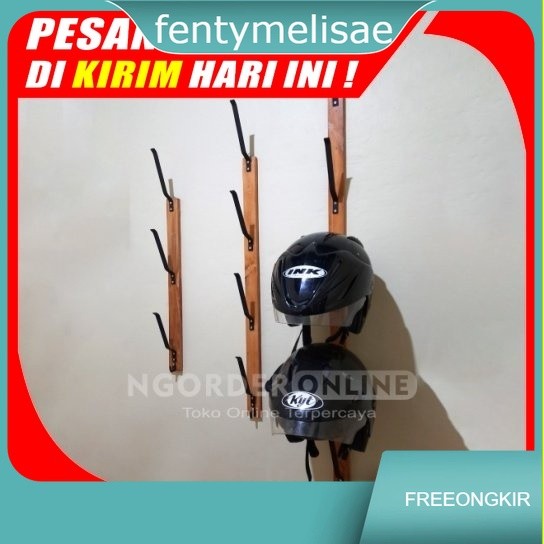 Rak helm gantung 3,4,5 susun / gantungan helm dinding, Tempat helm kayu  / gantungan helm susun kayu