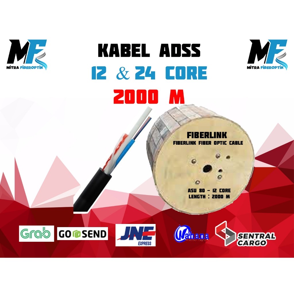 sukses FO SGT KABEL fiber optik ADSS MINI 6CORE 12CORE FIBERLINK 2000M