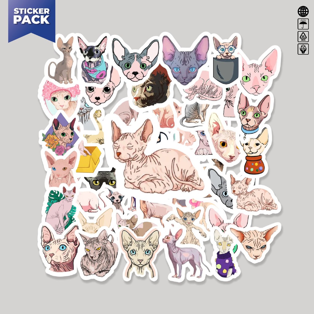 

[100PCS]Stiker Pack Stiker Hewan Kucing Sphinx Aesthetic Vinyl Anti Air Dekorasi Sticker Laptop Buku Journal Koper Helm Casing HP Gitar Helm Skateboard