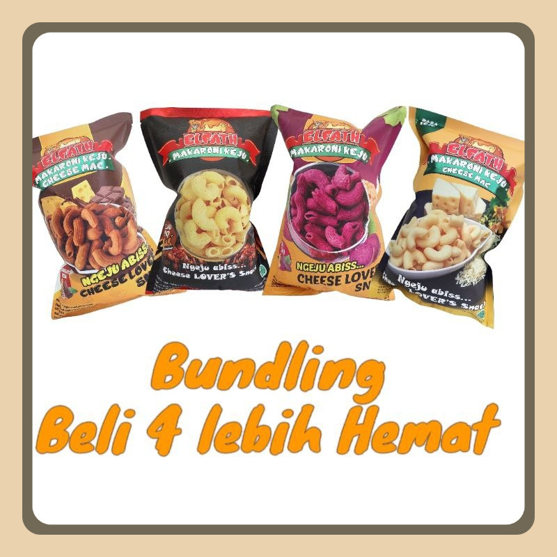 

Makaroni Keju ELFATH Paket Hemat 4 ori coklat bbq ubiungu