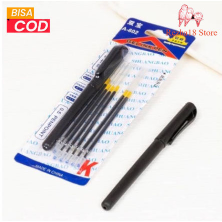 

R18 1 Set Pulpen gel 0.5mm + 6 Refill warna hitam BIRU MERAH