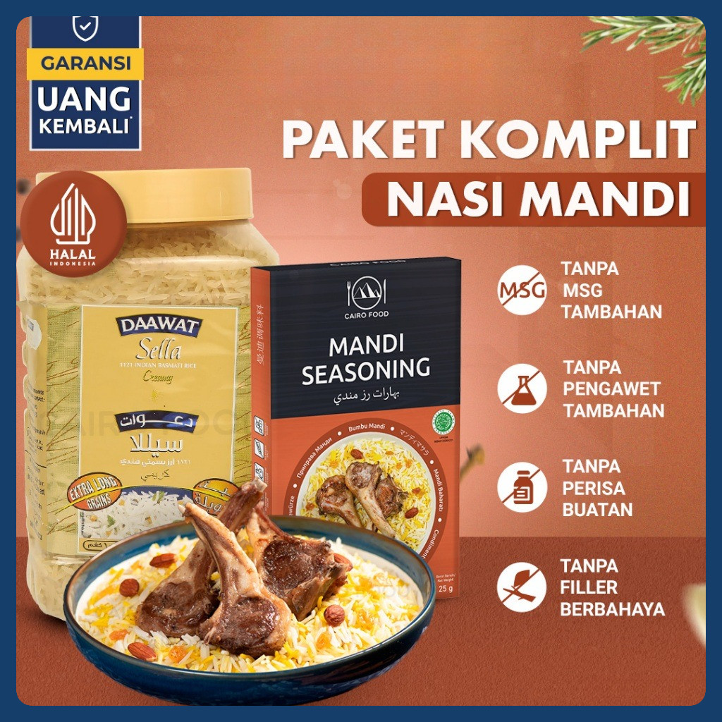 

Paket Komplit Nasi Mandi Sehat – Tanpa MSG, 100% Rempah Murni | Cairo Food