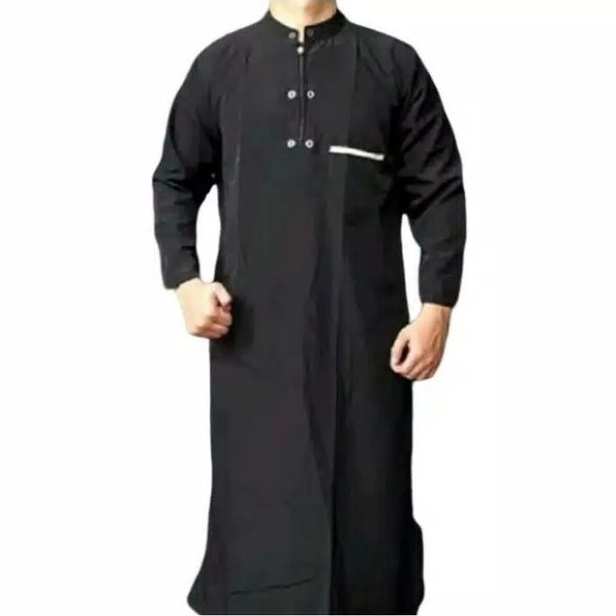 New BAJU JUBAH PRIA GAMIS LAKI-LAKI /JUBAH PRIA DEWASA /GAMIS PRIA Terlaris - Hitam, M