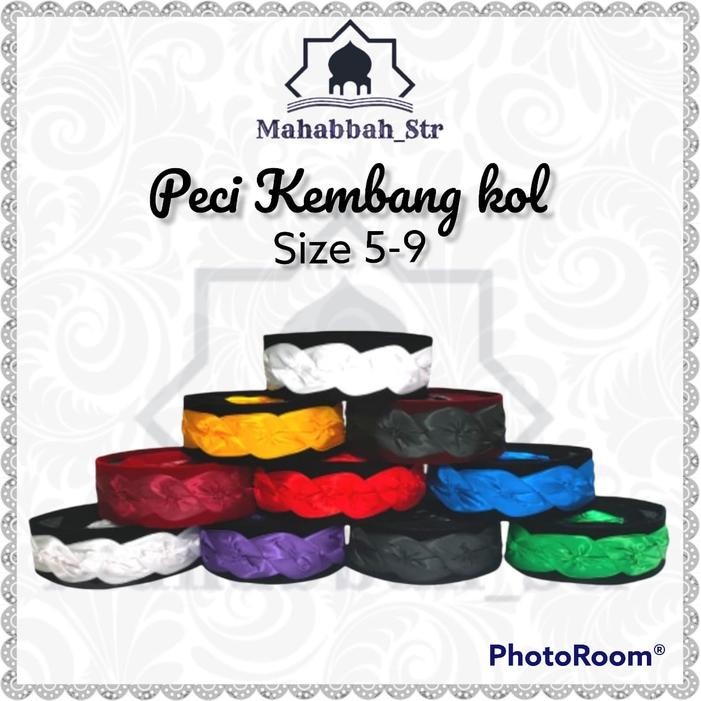 PECI KEMBANG KOL KOPYAH KEMBANG KOL SONGKOK KEMBANG KOL - hitam merah, 5