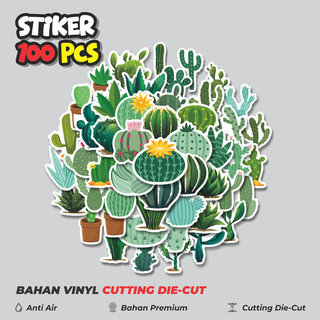 

Terbaru! 50 pcs Stiker Tanaman Kaktus Hijau Dekorasi Lucu Kreatif untuk Notebook, Skateboard, HP