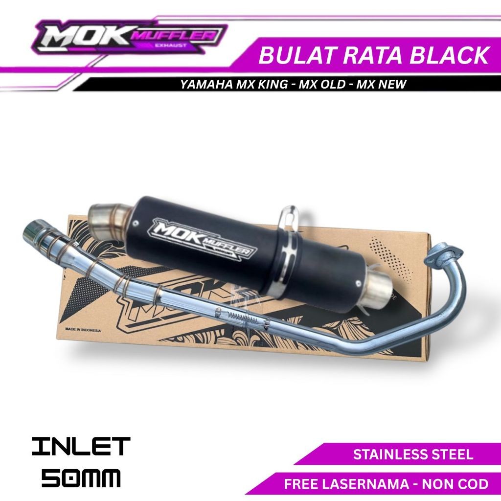 Knalpot Racing Yamaha MX King - Mx Old - Mx New Fullsystem Type Bulat Rata Black