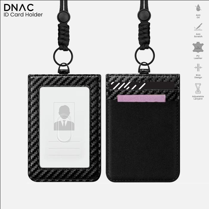 

DNAC ID Card Holder with Lanyard Money Pocket - Carbon Black - Non Bundle , No Custom
