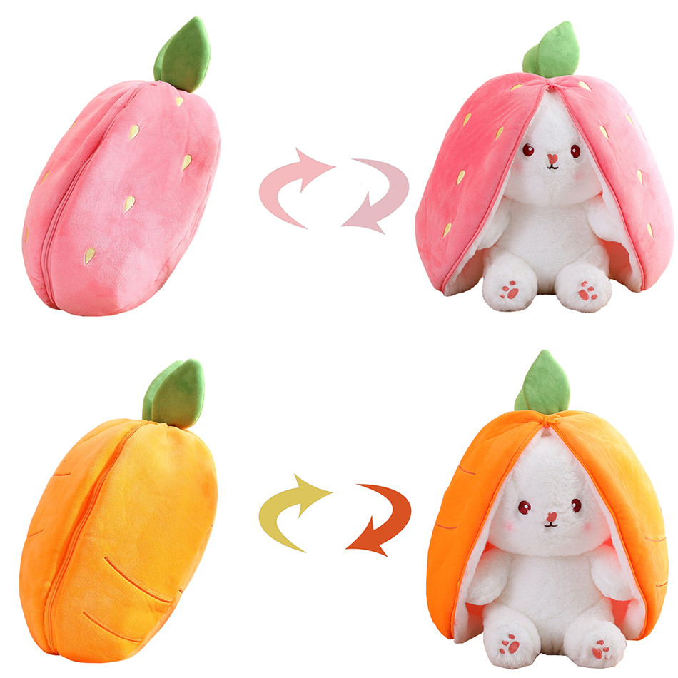 

Random 1 Pcs 18cm Cute Stuffed Toys Strawberry Rabbit Radish Rabbit Plush Toys Zipper Doll
