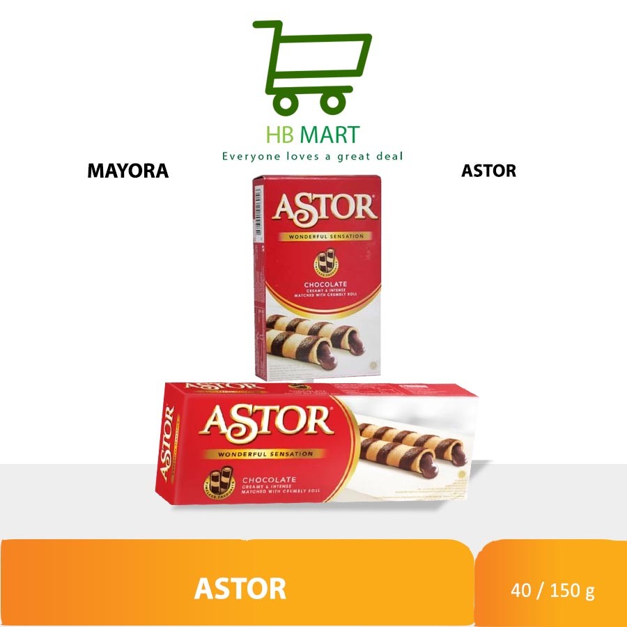 

MAKANAN RINGAN ASTOR WAFER ROLL CHOCOLATE 150GR / 40GR COKLAT WAFER