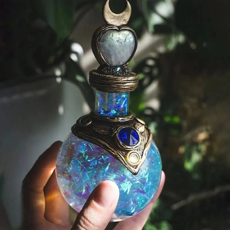 Victorian Medieval Witch Glass Ball Medicine Bottle Cosplay Retro Style Mermaid Halo Moon Magic Poti