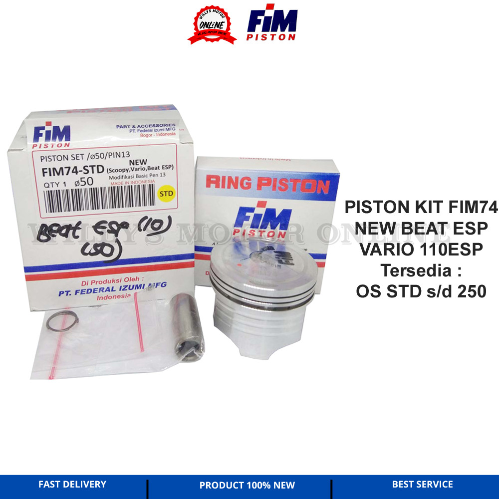 Piston Kit NEW BEAT ESP VARIO SCOOPY ESP 110 FIM74 FIM IZUMI