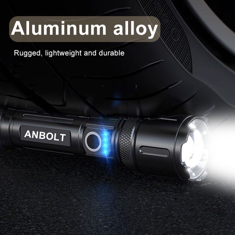 Senter Led Super Terang 90000 Lumens Free Baterai 26650 + Tali Gantungan USBC Anti Air Lampu Senter