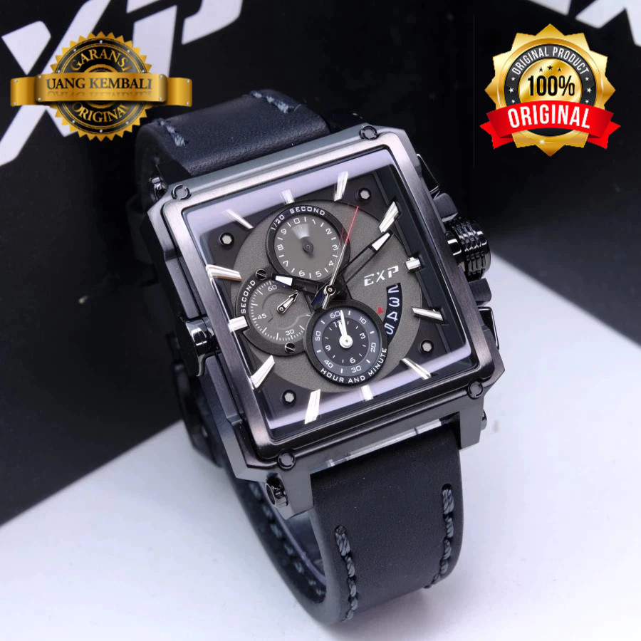 JAM TANGAN PRIA EXPEDITION PERSEGI PANJANG KULIT AUTOMATIC BATERAI E 6826 SPORT ORIGINAL  P2 MS2