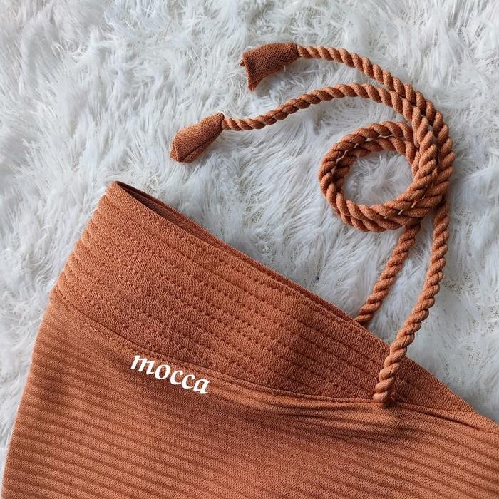 Hu h Hijab Instan Plisket Tali Kepang Ulir/ Bergo Pet Plisket Tali Tambang - Mocca