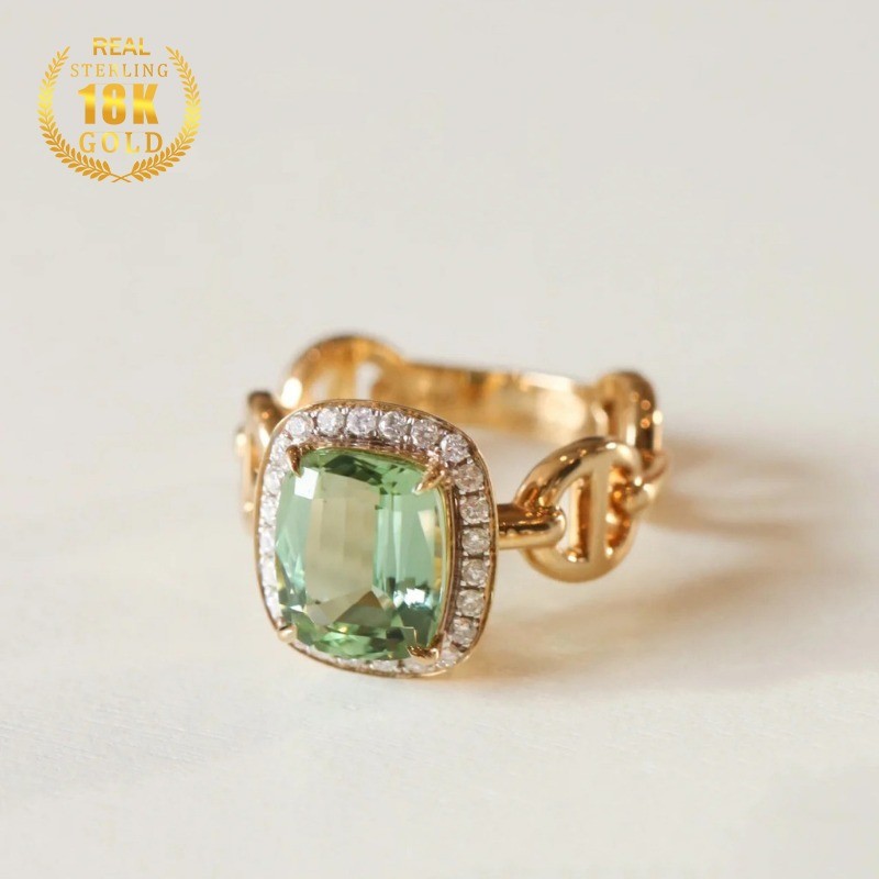 Cincin Hijau Emas 18k Untuk Wanita