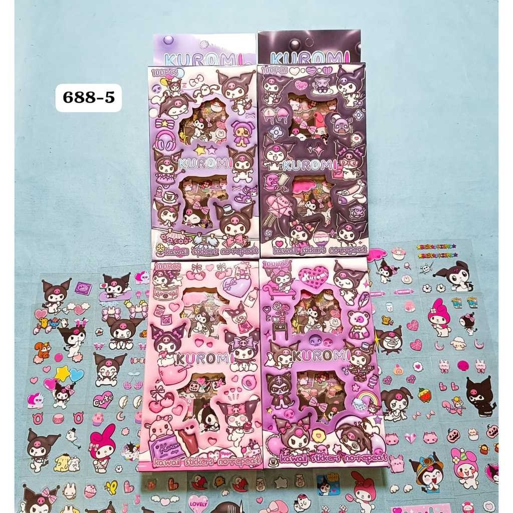 

Sticker Lucu 2d Karakter Sanrio Kuromi Melody Isi 100 Lembar Per Box