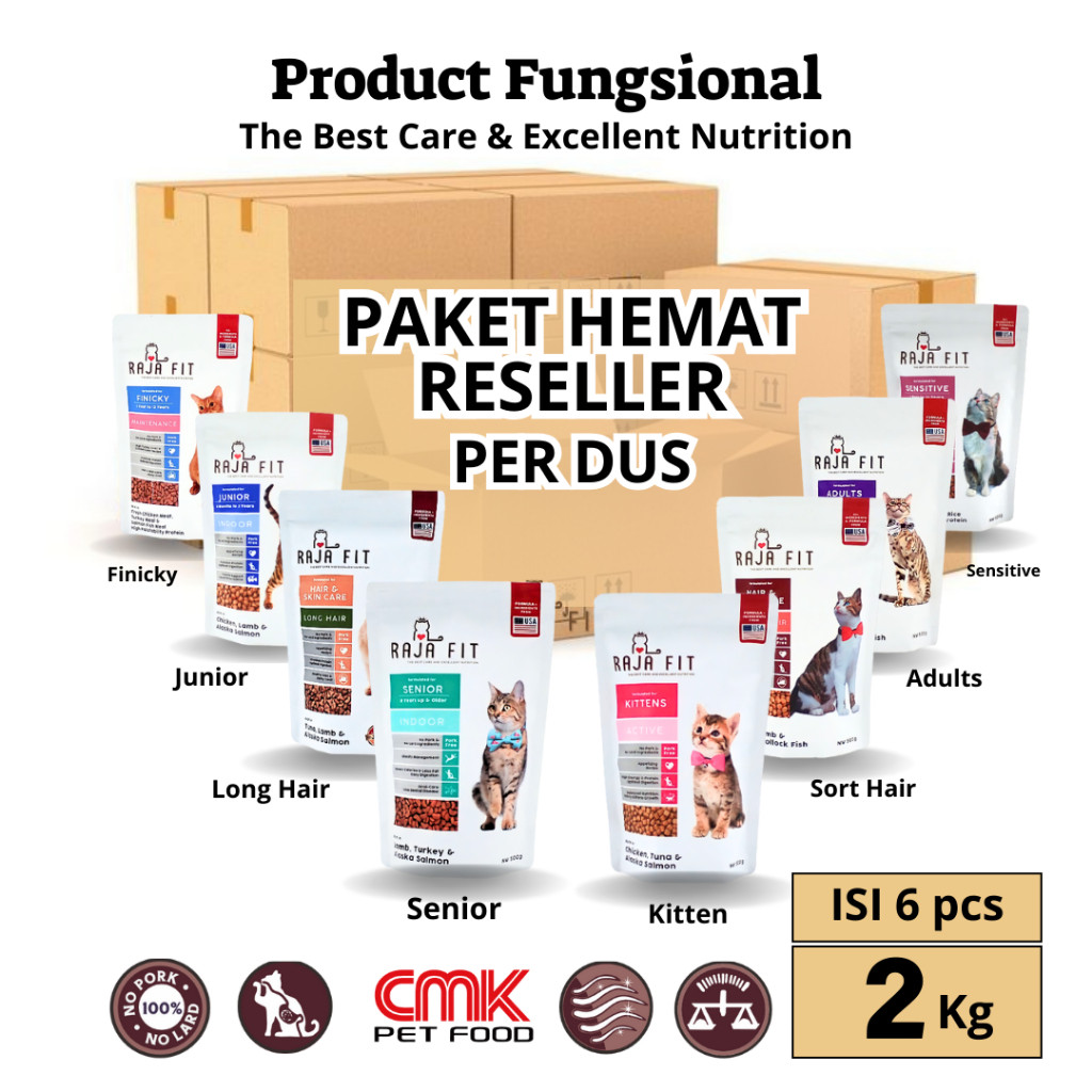 CMK Makanan Kucing Raja Fit 2kg Paket Hemat Reseller Per Dus isi 6 pcs Hemat