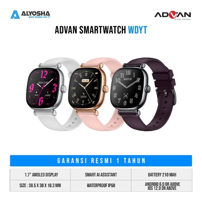SMARTWATCH ADVAN WDYT, JAM TANGAN PRIA & WANITA